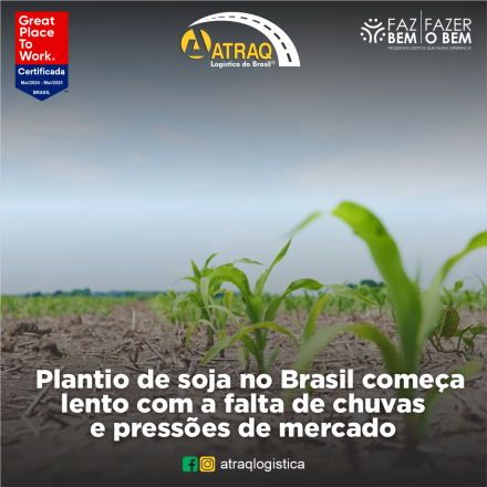 ATRAQ Logstica O mercado de soja no Brasil iniciou a safra de forma mais lenta do que o previsto, com apenas 0,5% da área plantada até o final desta semana, conforme análise da Central Internacional de Análises...