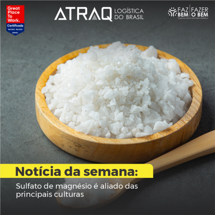 ATRAQ Logstica O sulfato de magnésio é um insumo essencial para a nutrição vegetal, fornecendo magnésio (Mg) e enxofre (S), dois elementos fundamentais para a fotossíntese e a formação de...