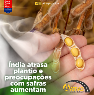 ATRAQ Logstica Agricultores na Índia ficaram atrasados no plantio das principais culturas semeadas no verão, como arroz, milho e soja, devido à distribuição desigual das chuvas das monções,...