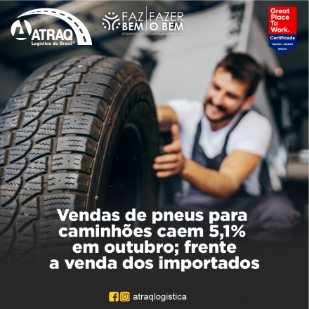 ATRAQ Logstica As vendas de pneus para veículos pesados, como caminhões e ônibus, tiveram queda no último mês de outubro. De acordo com levantamento realizado pela ANIP (Associação Nacional da...